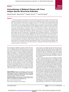 Immunotherapy of Malignant Disease with Tumor Antigen–Specific Monoclonal Antibodies