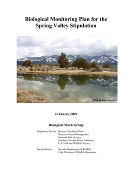 Biological Monitoring Plan for the Spring Valley Stipulation