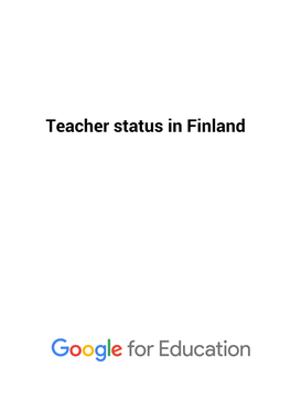 Teacher Status in Finland