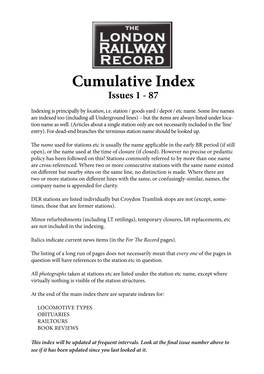 Cumulative Index Issues 1 - 87