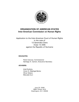 ORGANIZATION of AMERICAN STATES Inter-American Commission on Human Rights