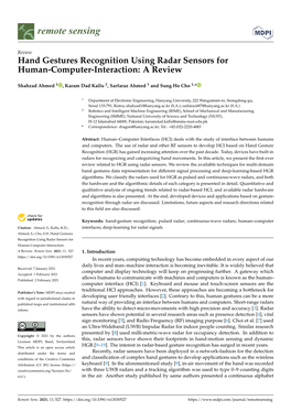 Hand Gestures Recognition Using Radar Sensors for Human-Computer-Interaction: a Review