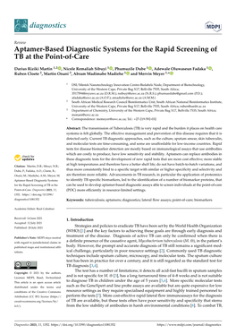 Aptamer-Based Diagnostic Systems for the Rapid Screening of TB at the Point-Of-Care