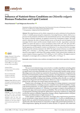 Influence of Nutrient-Stress Conditions on Chlorella Vulgaris Biomass