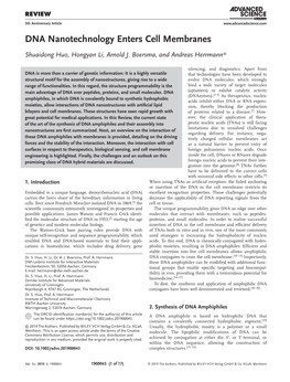 DNA Nanotechnology Enters Cell Membranes