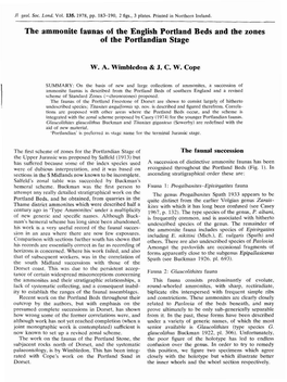 The Ammonite Faunas of the English Portland Beds and the Zones of the Portlandian Stage