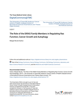 The Role of the DIRAS Family Members in Regulating Ras Function, Cancer Growth and Autophagy