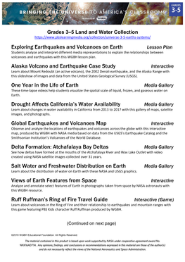 Exploring Earthquakes and Volcanoes on Earth Lesson Plan Alaska