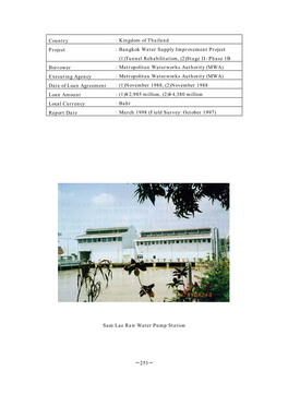 Post-Evaluation Report for Oecf Loan Projects 1998