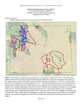 Bighorn Sheep Research Activity 2016-17 Love Stowell & Ernest 1May2017 Wildlife Genomics & Disease Ecology Lab Updated 04/27/2017 SMLS