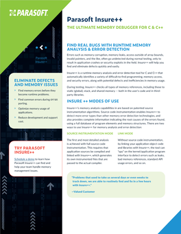 Parasoft Insure++ the ULTIMATE MEMORY DEBUGGER for C & C++