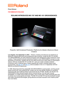 Roland Introduces Mc-707 and Mc-101 Grooveboxes