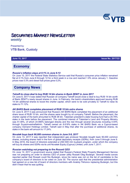 Securities Market Newsletter