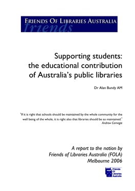 Supporting Students: the Educational Contribution of Australia’S Public Libraries