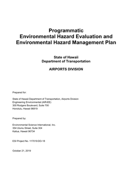 State of Hawaii Department of Transportation AIRPORTS DIVISION