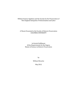 William Sumner Appleton and the Society for the Preservation of New England Antiquities: Professionalism and Labor