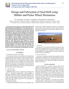 Design and Fabrication of Seed Drill Using Dibbler and Picker Wheel Mechanism