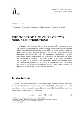 The Modes of a Mixture of Two Normal Distributions