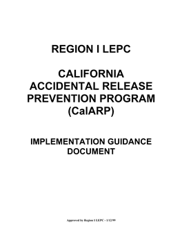 Calarp Program Implementation Guidance, 1999