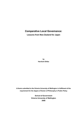 Comparative Local Governance: Lessons from New Zealand for Japan