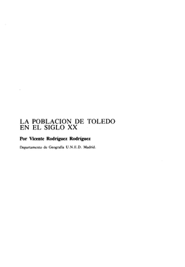 La Poblacion De Toledo En El Siglo Xx