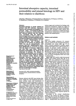 Intestinal Absorptive Capacity, Intestinal Permeability and Jejunal