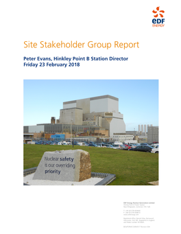 Site Stakeholder Group Report