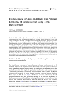 The Political Economy of South Korean Long-Term Development