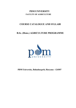 (Hons.) AGRICULTURE PROGRAMME