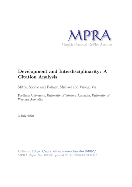 Development and Interdisciplinarity: a Citation Analysis