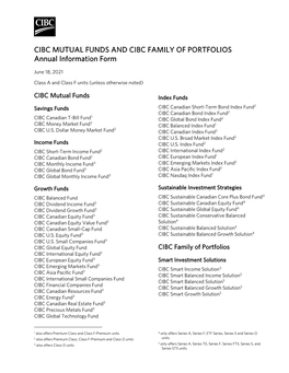 CIBC Mutual Funds and Family of Portfolios