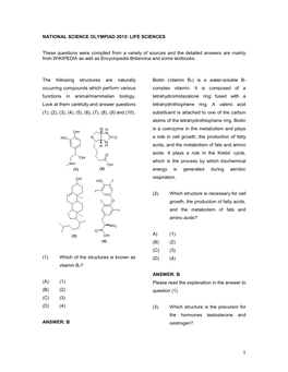 National Science Olympiad 2012: Life Sciences