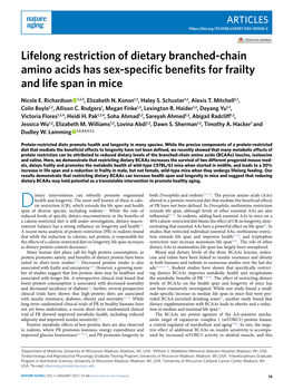 Lifelong Restriction of Dietary Branched-Chain Amino Acids Has Sex-Specific Benefits for Frailty and Life Span in Mice