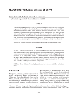 FLAVONOIDS from Albizia Chinensis of EGYPT