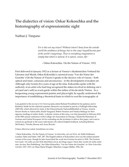 The Dialectics of Vision: Oskar Kokoschka and the Historiography of Expressionistic Sight