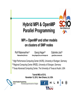 Hybrid MPI & Openmp Parallel Programming