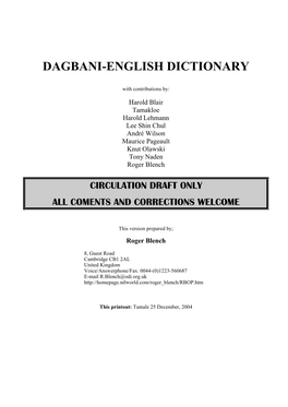 Dagbani-English Dictionary