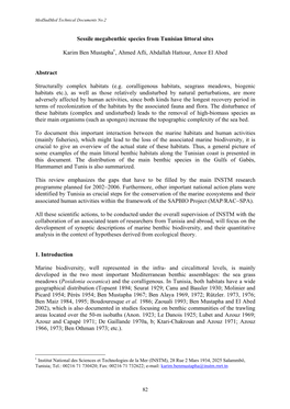 Sessile Megabenthic Species from Tunisian Littoral Sites Karim Ben