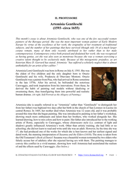 Artemisia Gentileschi (1593 - Circa 1655)