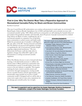 First in Line: Why the District Must Take a Reparative Approach to Recreational Cannabis Policy for Black and Brown Communities by Doni Crawford
