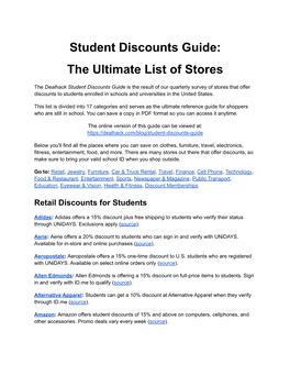 Student Discount Guide