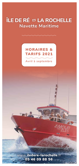 Horaires & Tarifs 2021