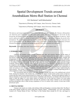 Spatial Development Trends Around Arumbakkam Metro Rail Station in Chennai