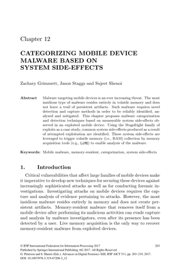 Chapter 12 CATEGORIZING MOBILE DEVICE MALWARE BASED ON