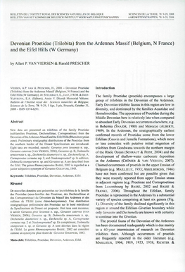 Devonian Proetidae (Trilobita) from the Ardennes Massif (Belgium, N France) and the Eifel Hills (W Germany)