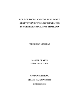 Role of Social Capital in Climate Adaptation of Fish-Pond Farmers in Northern Region of Thailand