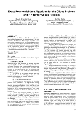 Exact Polynomial-Time Algorithm for the Clique Problem and P = NP for Clique Problem