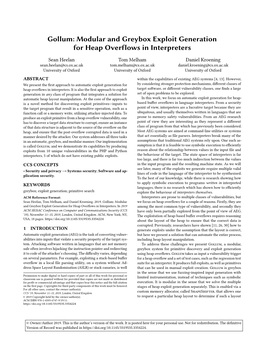 Gollum: Modular and Greybox Exploit Generation for Heap Overflows in Interpreters