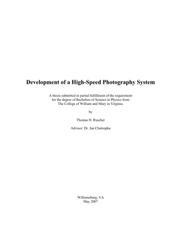 Development of a High-Speed Photography System