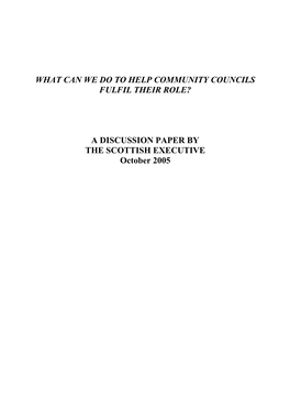 What Can We Do to Help Community Councils Fulfil Their Role?